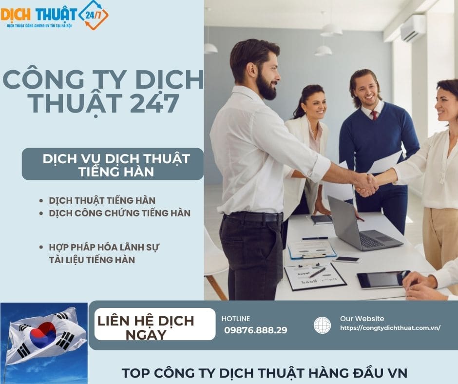 Các Dịch vụ dịch thuật tiếng Hàn