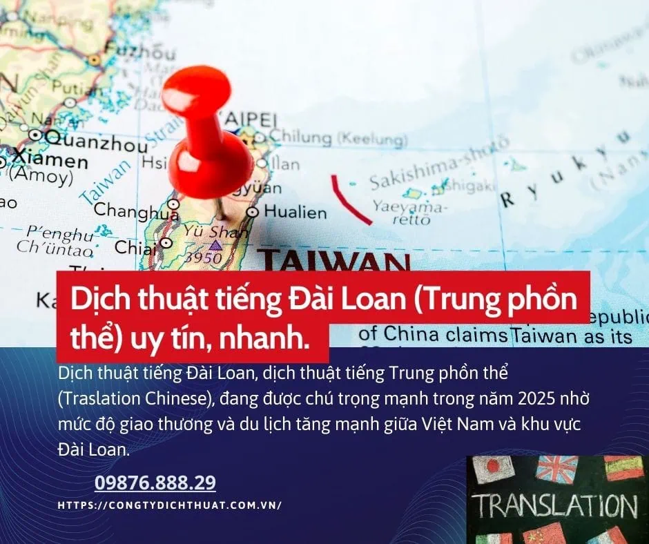 Dịch thuật tiếng đài loan sang anh chuẩn 